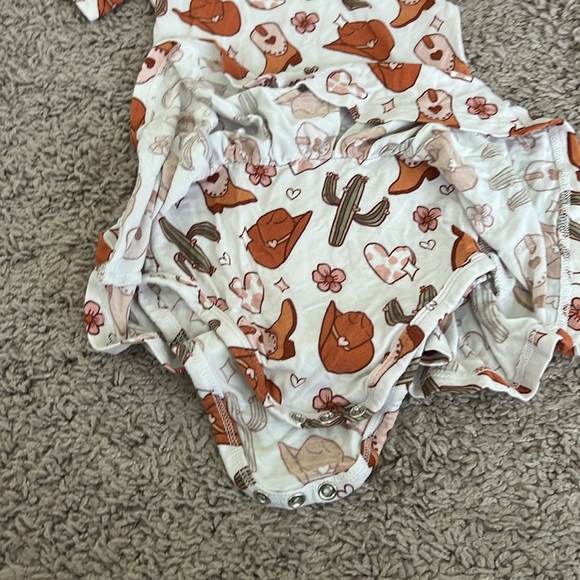 Dream Big Little Co Bamboo Dreamy Zzz Rodeo Western Bodysuit Twirl Dress - Picture 3 of 5